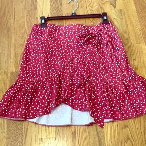 cherry red wrap skirt